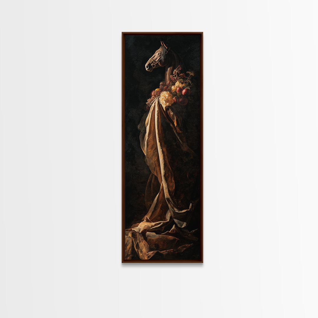 Dramatic Horse Portrait Canvas Print, Baroque Art, Portrait Painting, Living Room Decor, Oil Painting, Ornate, Wall Decor, BAO-1x3-12