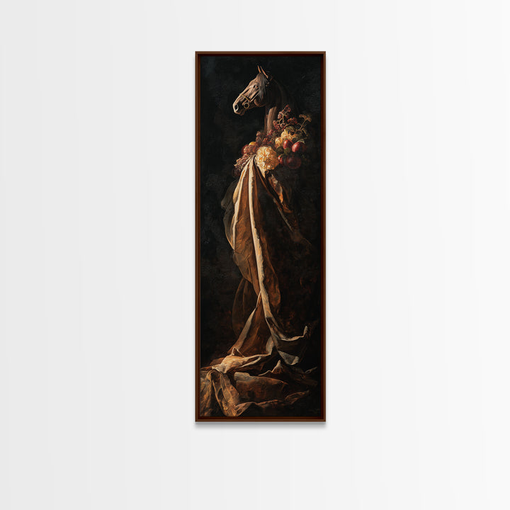 Dramatic Horse Portrait Canvas Print, Baroque Art, Portrait Painting, Living Room Decor, Oil Painting, Ornate, Wall Decor, BAO-1x3-12