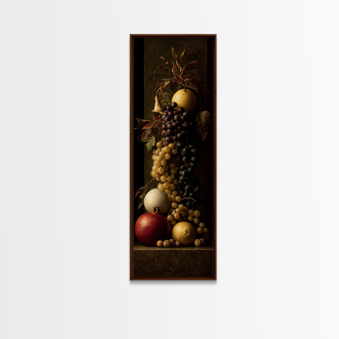 Dramatic Fruit Still Life Canvas Print, Baroque Art, Gallery Wall, Living Room Decor, Fine Art, Ornate, Neutral Decor, BAO-1x3-13