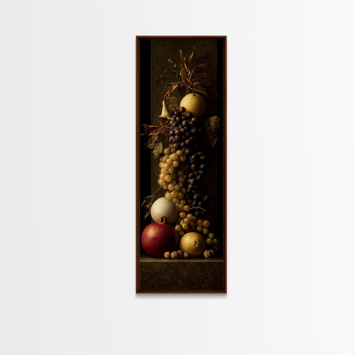 Dramatic Fruit Still Life Canvas Print, Baroque Art, Gallery Wall, Living Room Decor, Fine Art, Ornate, Neutral Decor, BAO-1x3-13