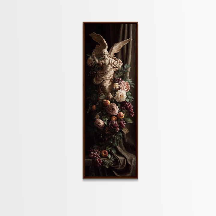 Gilded Angel Wings Emerging from Storm Clouds Canvas Print, Baroque Art, Minimalist Wall Art, Living Room Decor, Ornate, BAO-1x3-18