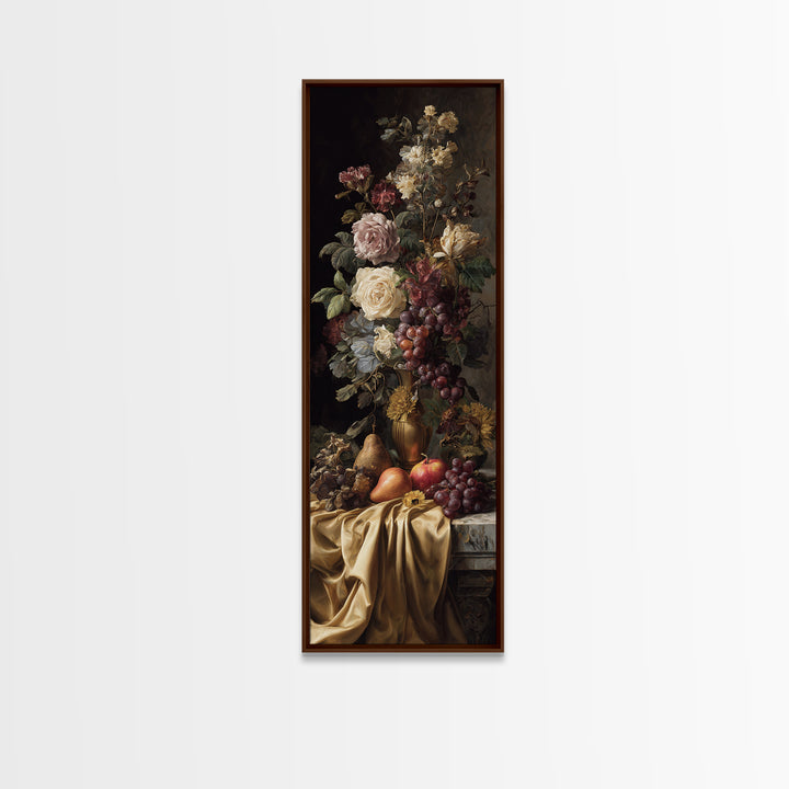 Golden Harp and Roses Framed Canvas Print, Baroque Art, Modern Wall Art, Living Room Decor, Oil Painting, Ornate, Feminist Art, BAO-1x3-30