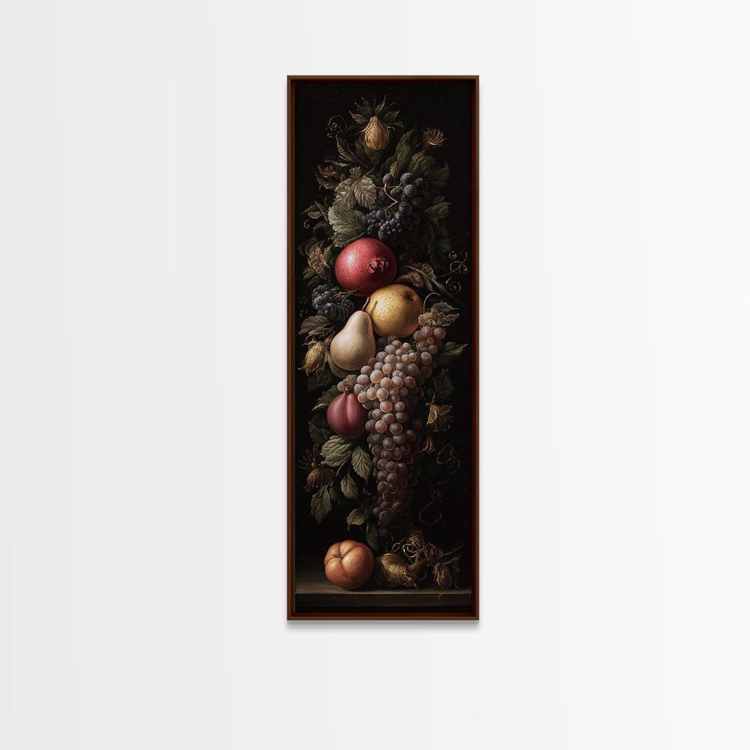 Dramatic Fruit Still Life Canvas Print, Baroque Art, Gallery Wall, Living Room Decor, Fine Art, Ornate, Neutral Decor, BAO-1x3-37