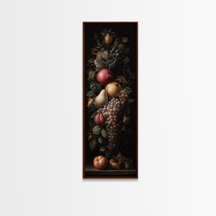 Dramatic Fruit Still Life Canvas Print, Baroque Art, Gallery Wall, Living Room Decor, Fine Art, Ornate, Neutral Decor, BAO-1x3-37