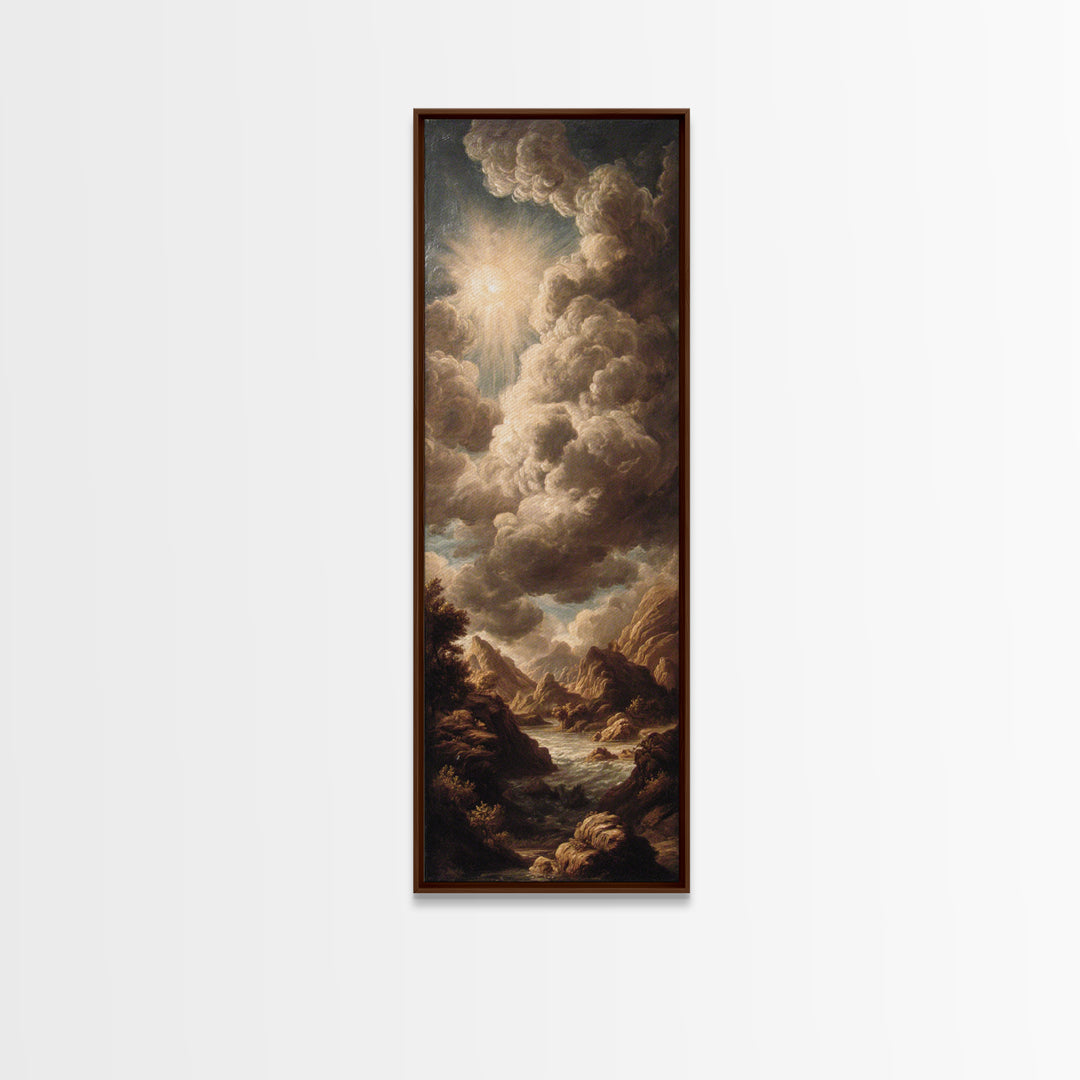 Theatrical Stormy Landscape Framed Canvas Print, Baroque Art, Room Decor Aesthetic, Living Room Decor, Fine Art, Ornate, BAO-1x3-46