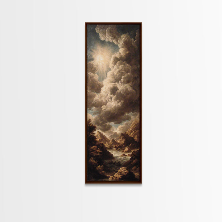 Theatrical Stormy Landscape Framed Canvas Print, Baroque Art, Room Decor Aesthetic, Living Room Decor, Fine Art, Ornate, BAO-1x3-46