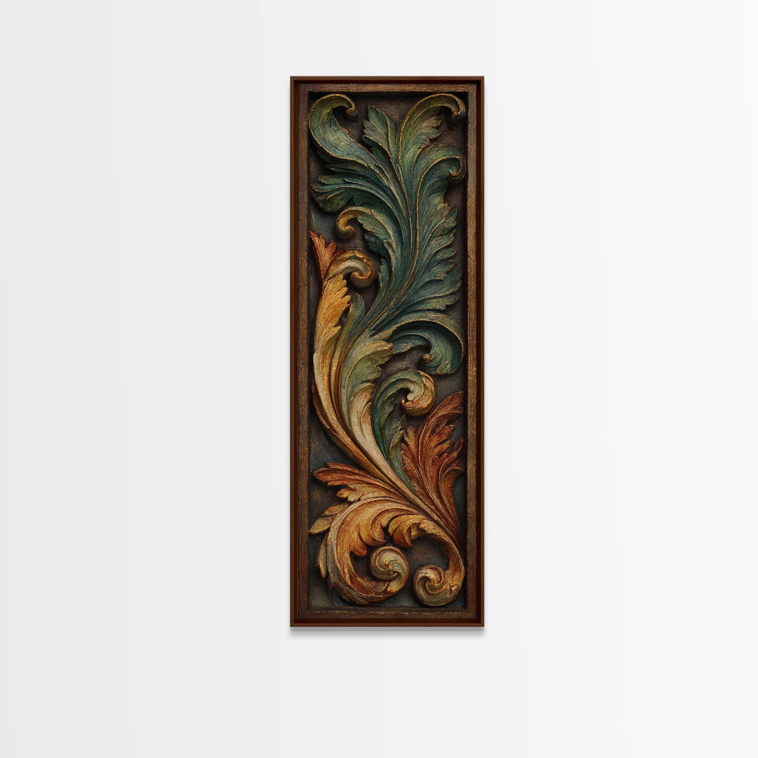 Carved Acanthus Leaf Ornament Study Canvas Print, Baroque Art, Art Print, Living Room Decor, Fine Art, Ornate, Oil Painting, BAO-1x3-51