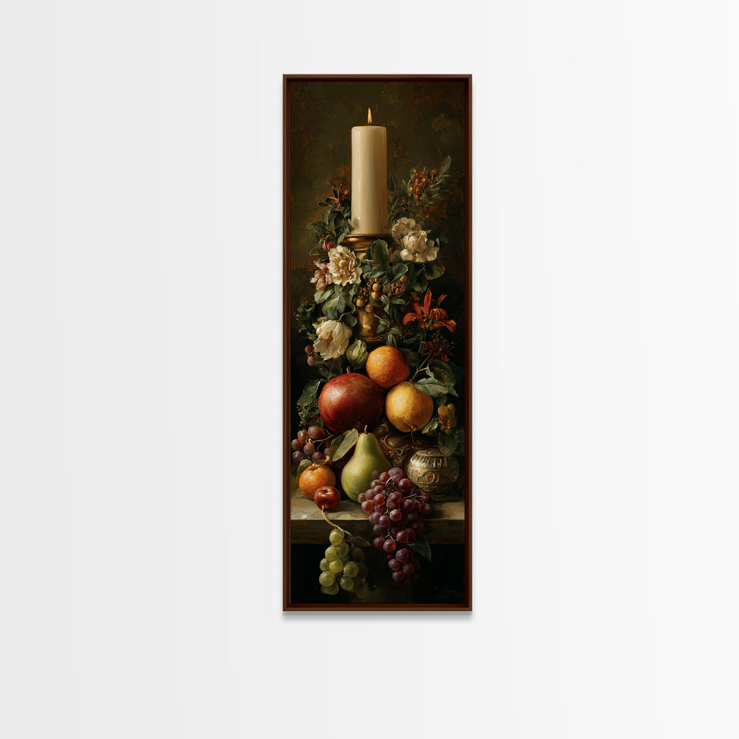 Dramatic Fruit Still Life Framed Canvas Print, Baroque Art, Feminist Art, Living Room Decor, Fine Art, Ornate, Luxury Decor, BAO-1x3-61