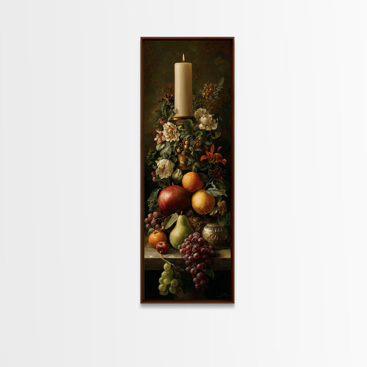Dramatic Fruit Still Life Framed Canvas Print, Baroque Art, Feminist Art, Living Room Decor, Fine Art, Ornate, Luxury Decor, BAO-1x3-61
