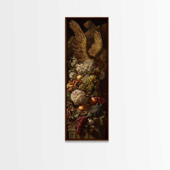 Gilded Angel Wings Emerging from Storm Clouds Canvas Print, Baroque Art, Maximalist Decor, Living Room Decor, Ornate, BAO-1x3-66
