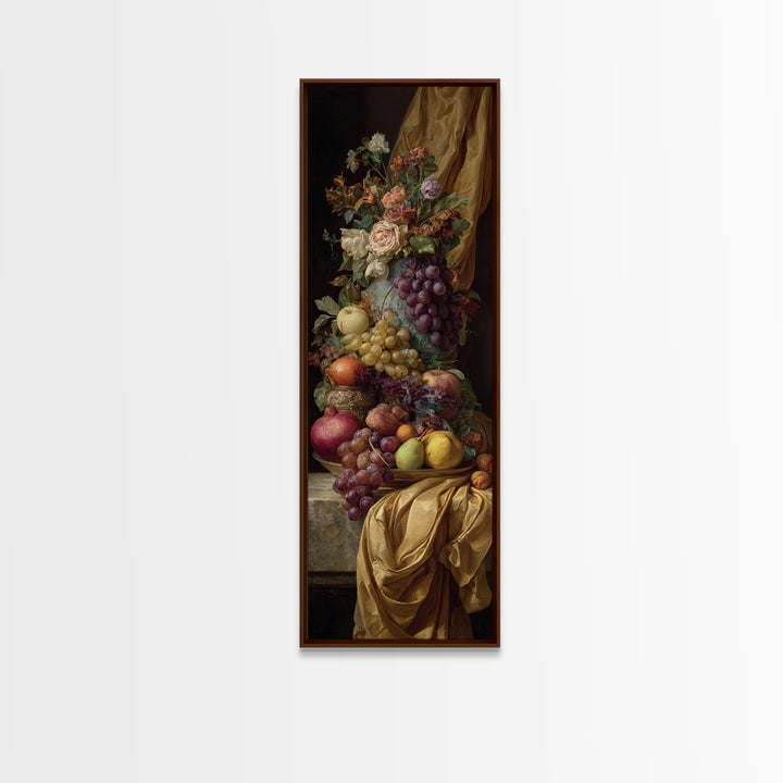 Lavish Banquet Fruit Composition Framed Canvas Print, Baroque Art, Eclectic Wall Art, Living Room Decor, Fine Art, Ornate, BAO-1x3-8