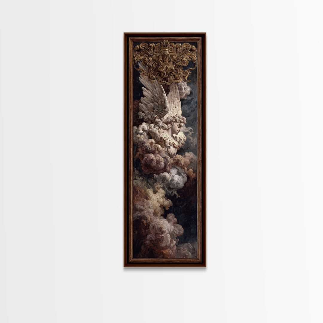 Gilded Angel Wings Emerging from Storm Clouds Canvas Print, Baroque Art, Baroque, Living Room Decor, Oil Painting, Ornate, BAO-1x3-90