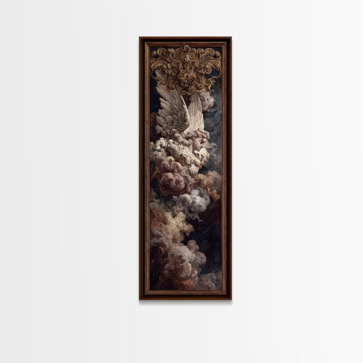 Gilded Angel Wings Emerging from Storm Clouds Canvas Print, Baroque Art, Baroque, Living Room Decor, Oil Painting, Ornate, BAO-1x3-90