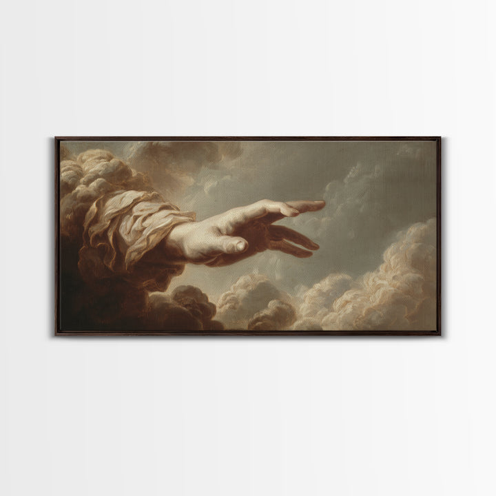 Angelic Hand Reaching Through Clouds Canvas Print, Baroque Art, Gallery Decor, Living Room Decor, Ornate, Minimalist Decor, BAO-2x1-17
