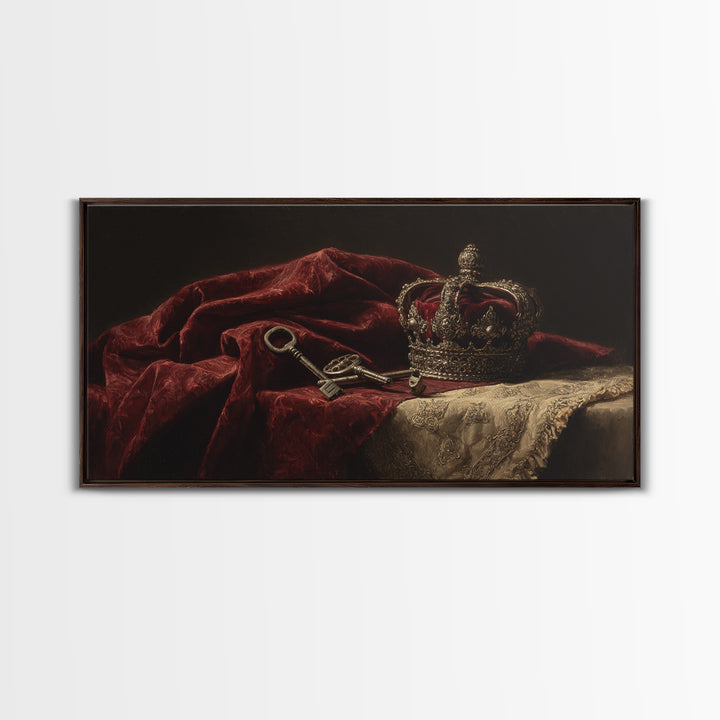 Dark Red Velvet Framed Canvas Print, Baroque Art, Contemporary Art, Living Room Decor, Fine Art, Ornate, 3d Wall Art, BAO-2x1-43