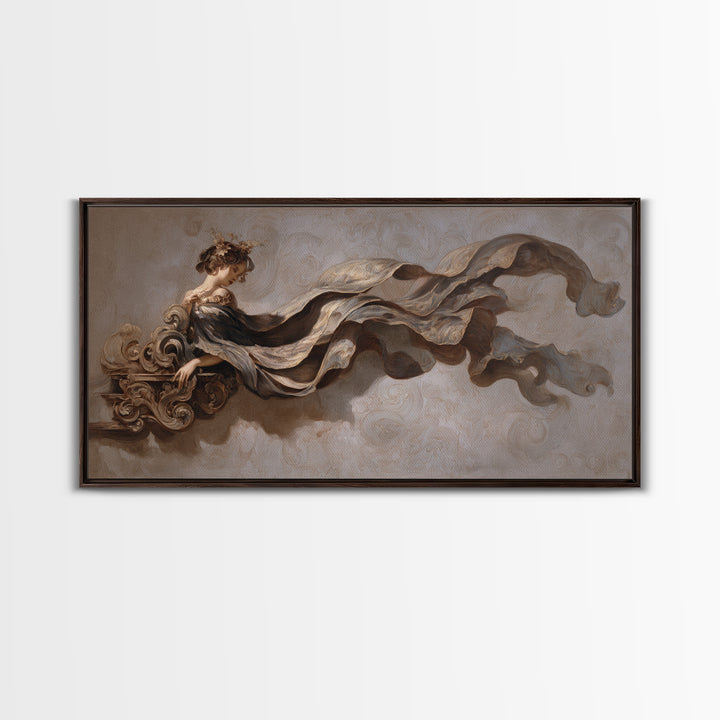 Mythic Goddess Figure Canvas Print, Baroque Art, Statement Artwork, Living Room Decor, Oil Painting, Ornate, Printable Wall Art, BAO-2x1-58