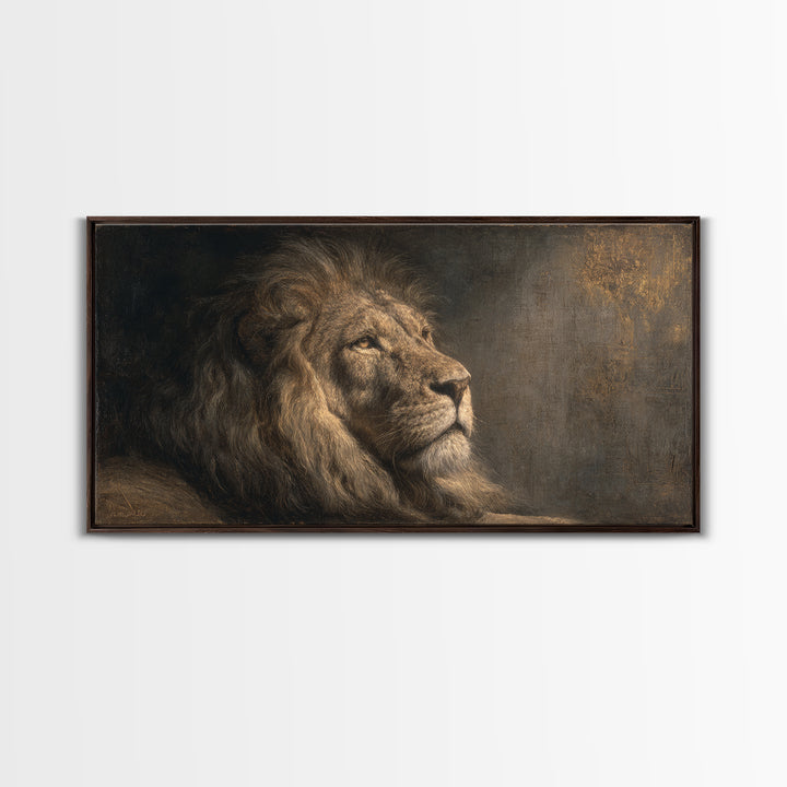 Royal Lion Portrait Canvas Print, Baroque Art, Statement Artwork, Living Room Decor, Fine Art, Ornate, Painting, BAO-2x1-61