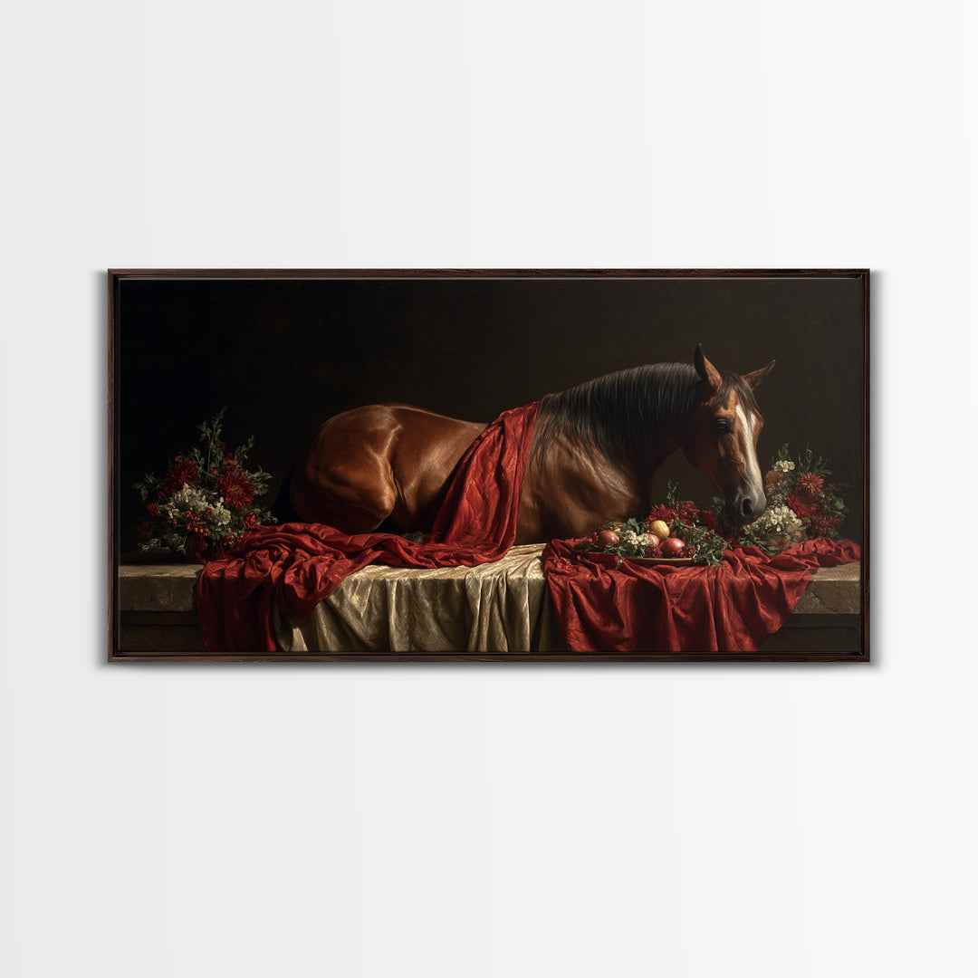 Dramatic Horse Portrait Canvas Print, Baroque Art, Canvas, Living Room Decor, Fine Art, Ornate, Room Decor Aesthetic, BAO-2x1-68