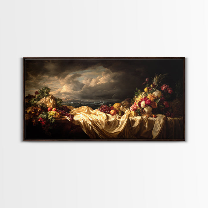 Theatrical Stormy Landscape Canvas Print, Baroque Art, Fine Art Print, Living Room Decor, Fine Art, Ornate, Painting, BAO-2x1-78