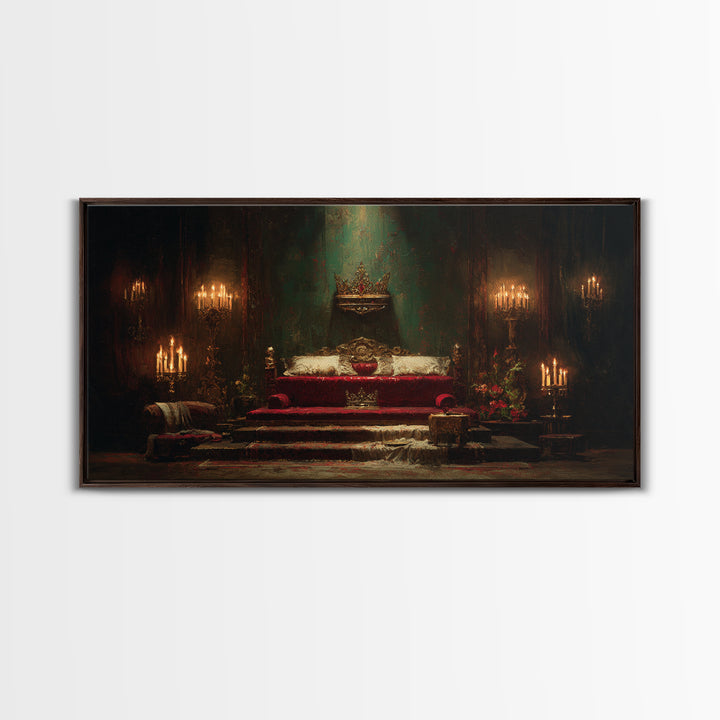 Dark Red Velvet Framed Canvas Print, Baroque Art, Contemporary Art, Living Room Decor, Fine Art, Ornate, 3d Wall Art, BAO-2x1-91