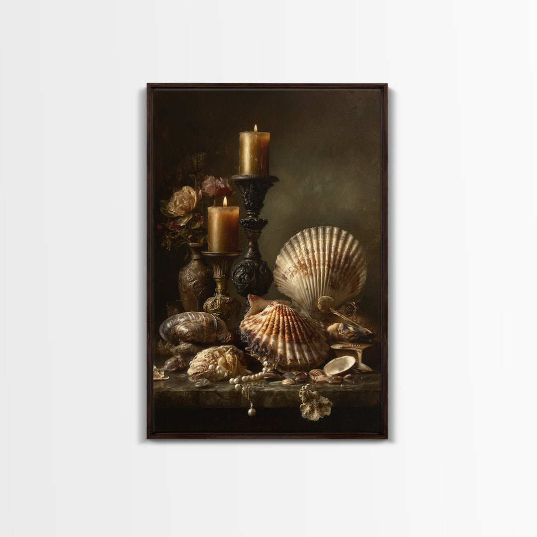 Ornamental Shell and Pearl Composition Canvas Print, Baroque Art, Wall Decor, Living Room Decor, Fine Art, Ornate, BAO-2x3-54