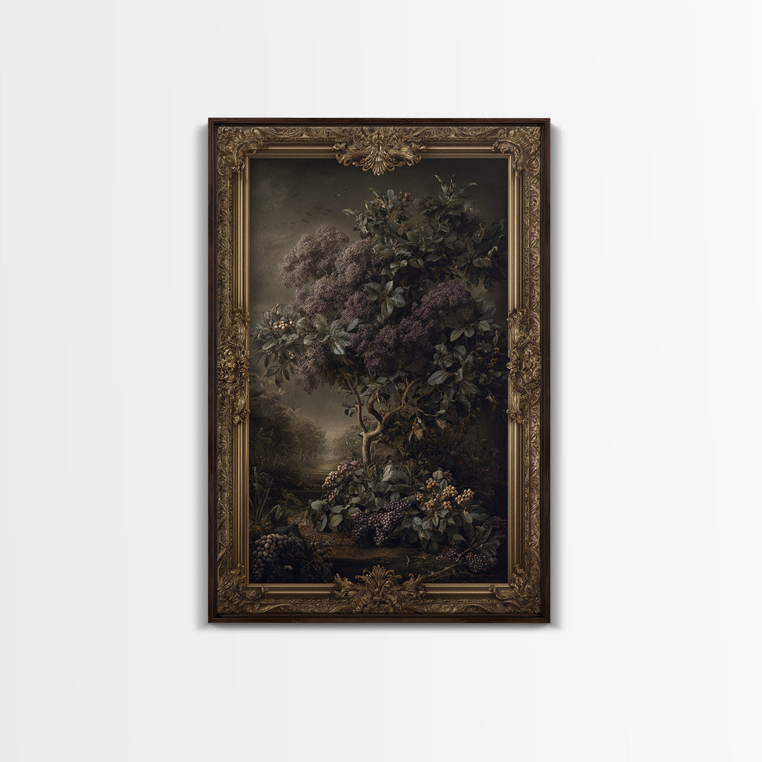 Ornate Gold Frame Illusion Around a Botanical Canvas Print, Baroque Art, Art Print, Living Room Decor, Oil Painting, Ornate, BAO-2x3-65