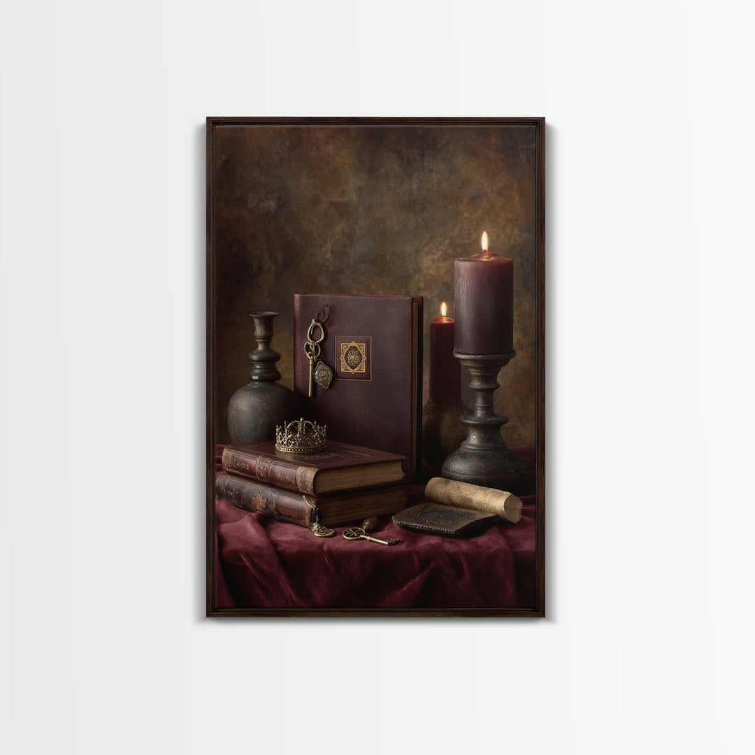 Dark Red Velvet Canvas Print, Baroque Art, Art, Living Room Decor, Fine Art, Ornate, Modern Wall Art, Living Room Wall Art, BAO-2x3-7