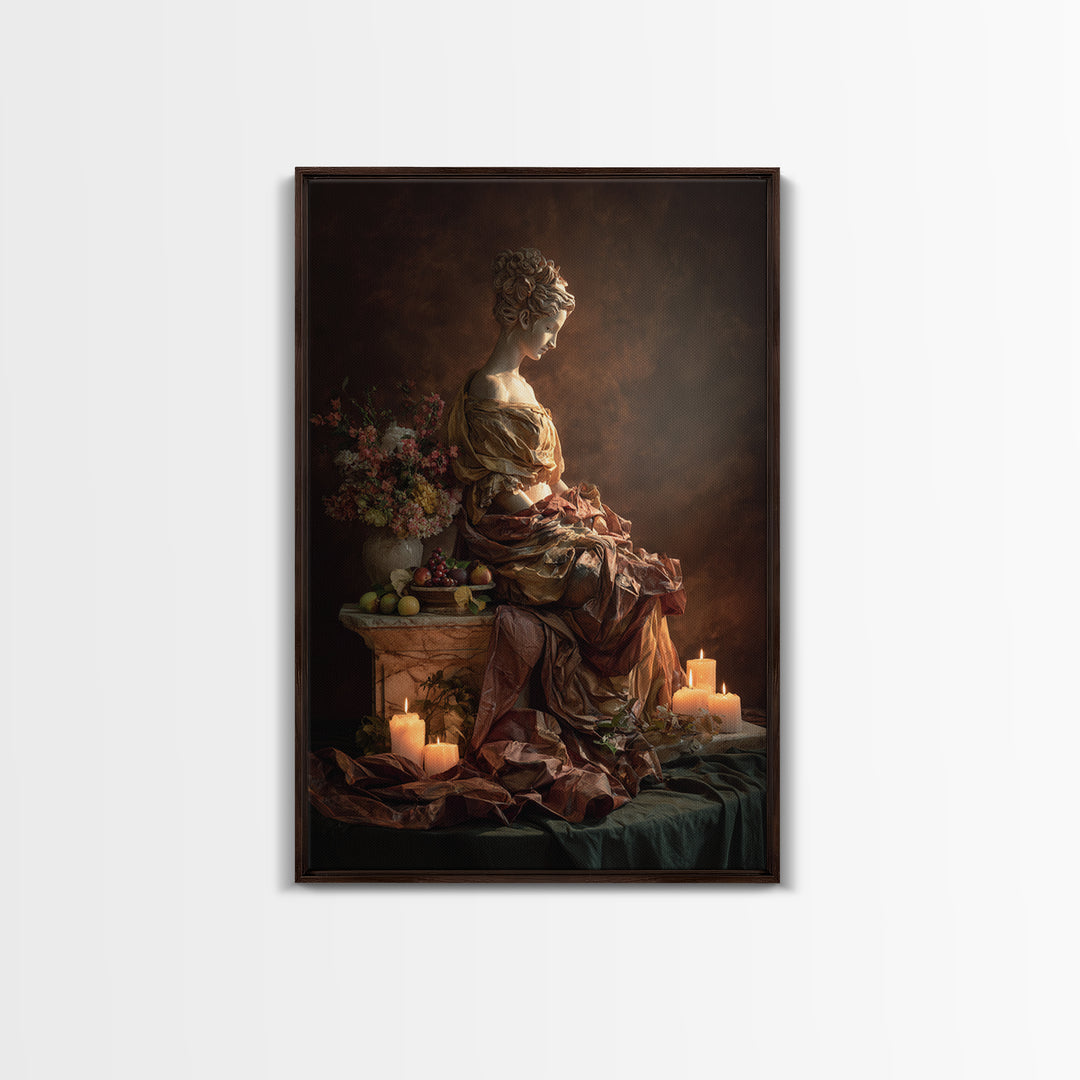 Mythic Goddess Figure Canvas Print, Baroque Art, Statement Artwork, Living Room Decor, Fine Art, Ornate, Painting, BAO-2x3-70