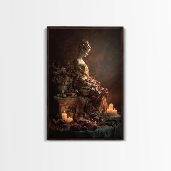 Mythic Goddess Figure Canvas Print, Baroque Art, Statement Artwork, Living Room Decor, Fine Art, Ornate, Painting, BAO-2x3-70