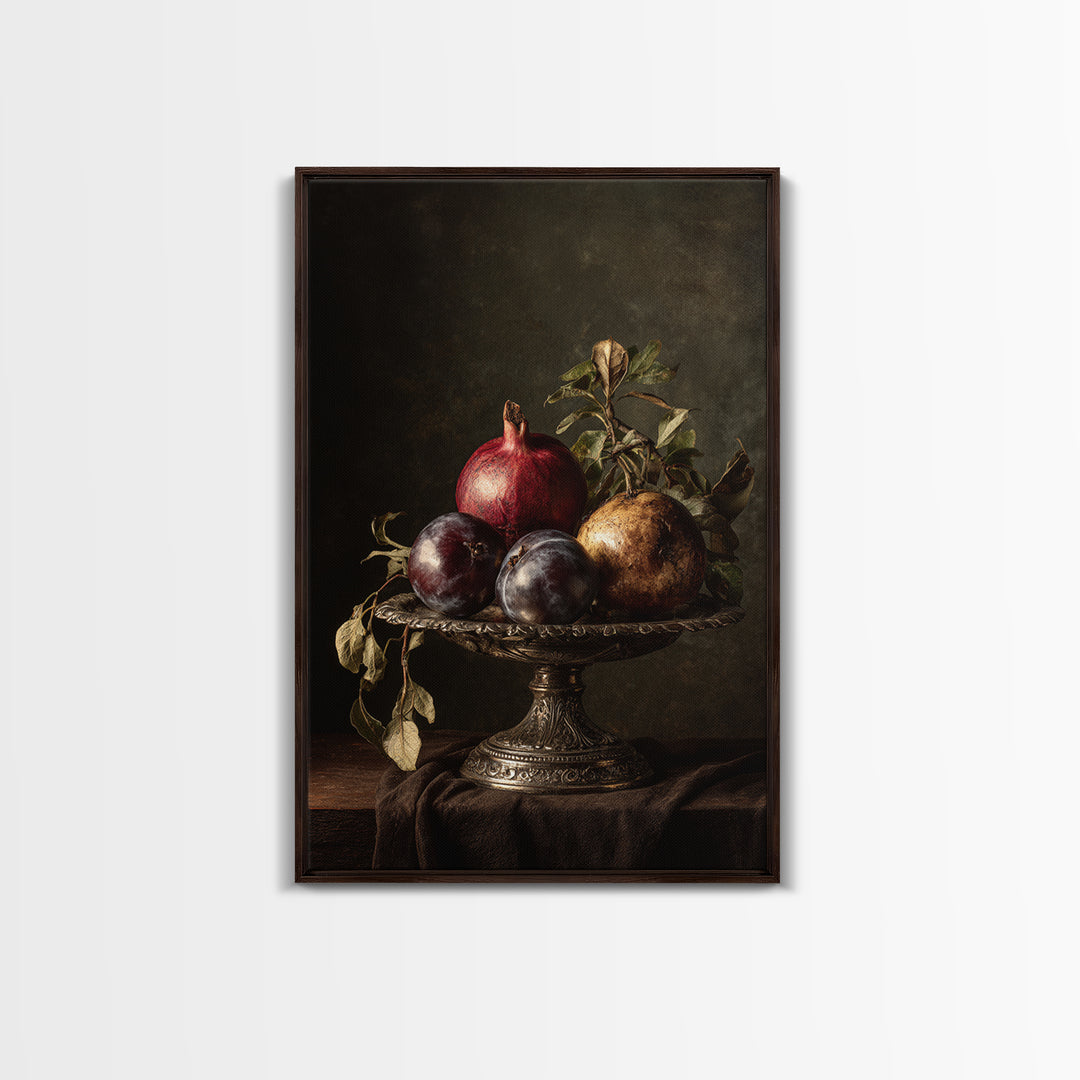 Dramatic Fruit Still Life Canvas Print, Baroque Art, Wall Decor, Living Room Decor, Fine Art, Ornate, Contemporary Art, BAO-2x3-9