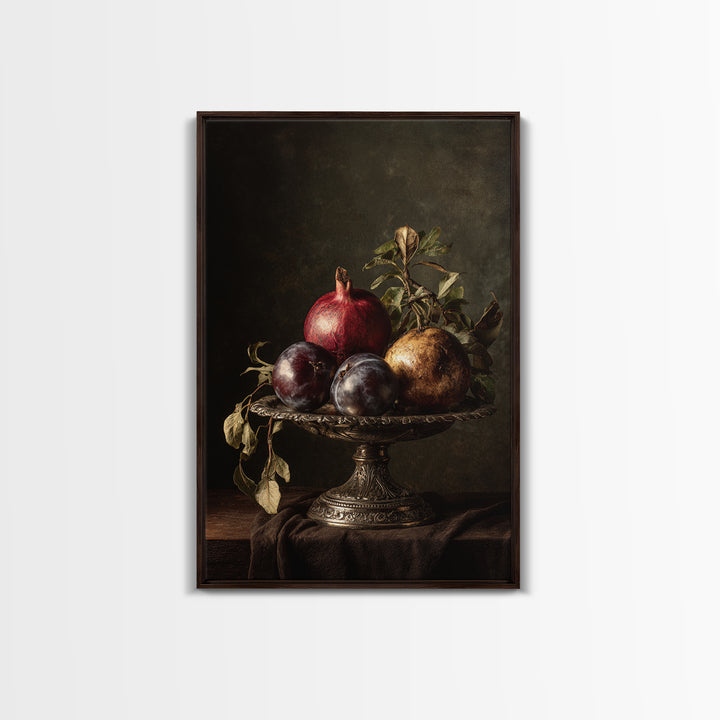 Dramatic Fruit Still Life Canvas Print, Baroque Art, Wall Decor, Living Room Decor, Fine Art, Ornate, Contemporary Art, BAO-2x3-9