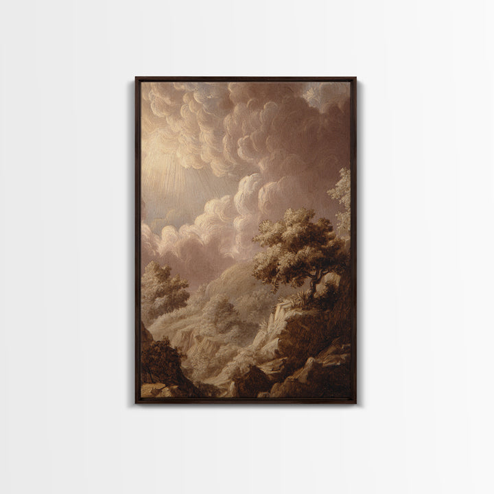 Theatrical Stormy Landscape Framed Canvas Print, Baroque Art, Room Decor, Living Room Decor, Oil Painting, Ornate, BAO-2x3-90