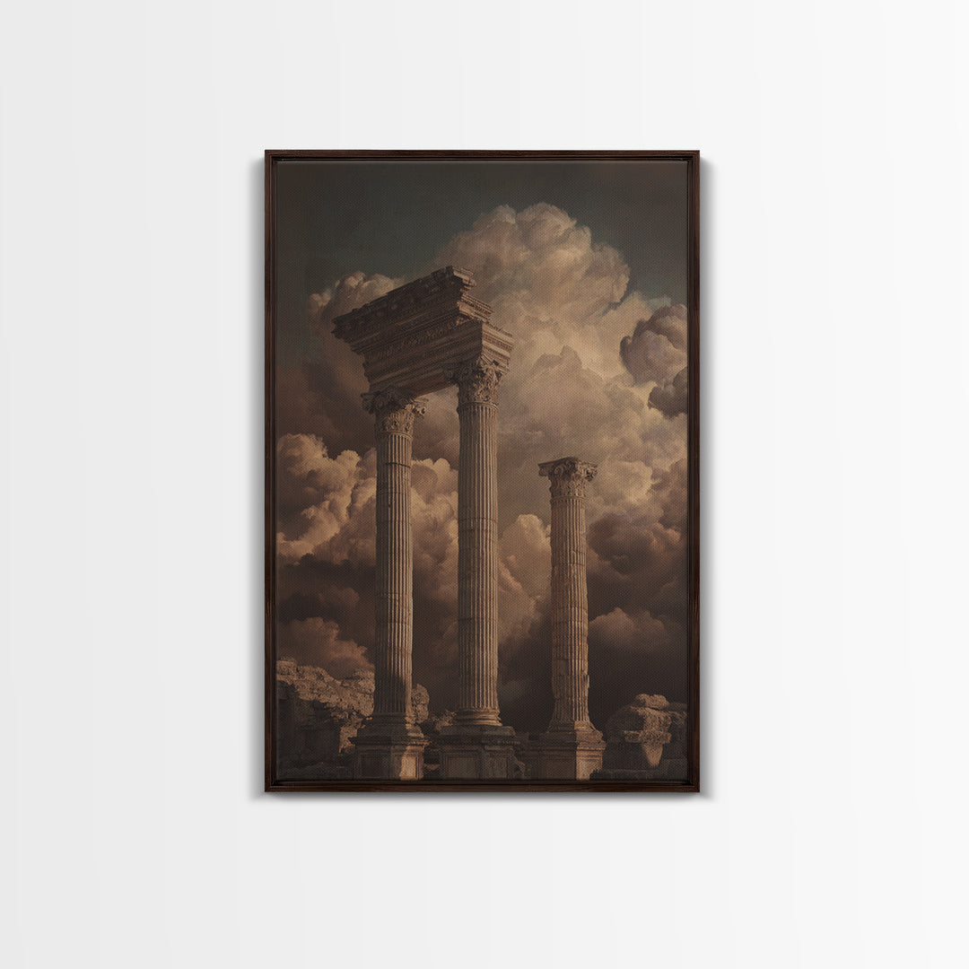 Classical Ruins Beneath a Dramatic Sky Canvas Print, Baroque Art, Fine Art Print, Living Room Decor, Fine Art, Ornate, BAO-2x3-99