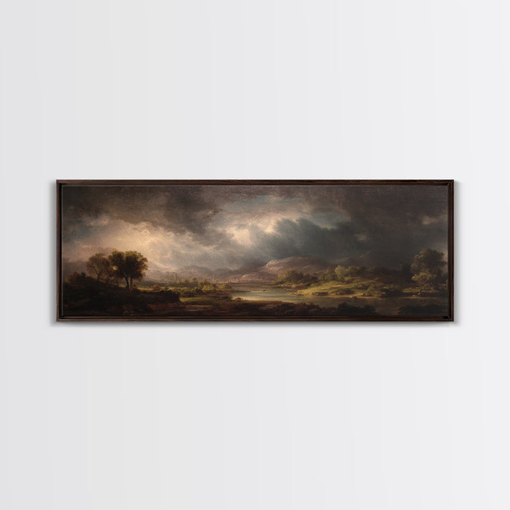Theatrical Stormy Landscape Framed Canvas Print, Baroque Art, Room Decor, Living Room Decor, Fine Art, Ornate, Digital Wall Art, BAO-3x1-2
