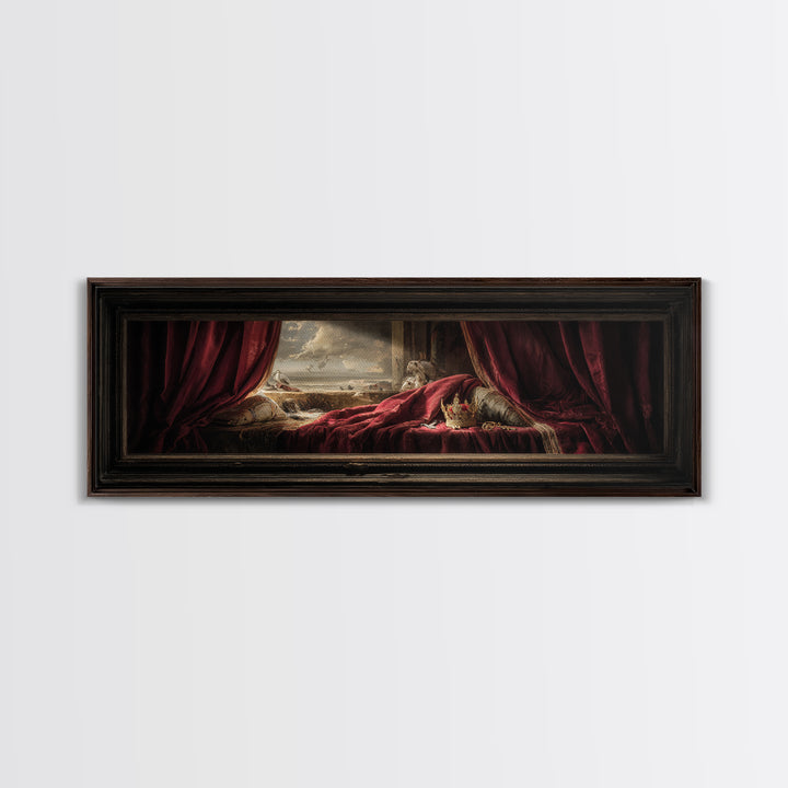 Dark Red Velvet Canvas Print, Baroque Art, Art Nouveau Decor, Living Room Decor, Fine Art, Ornate, Art Print, Textured Painting, BAO-3x1-39