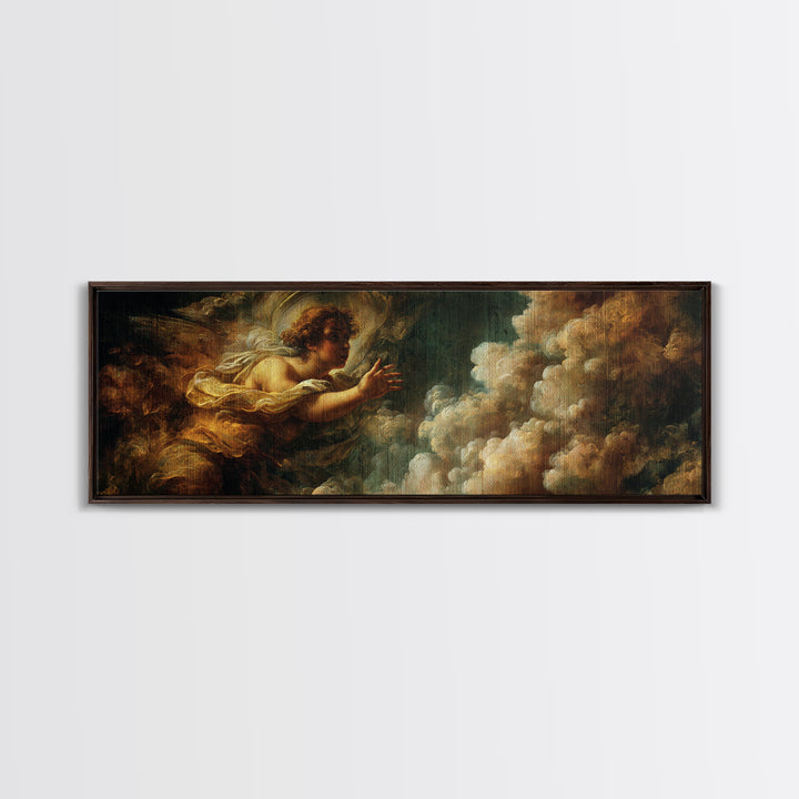 Angelic Hand Reaching Through Clouds Canvas Print, Baroque Art, Printable Art, Living Room Decor, Oil Painting, Ornate, BAO-3x1-85