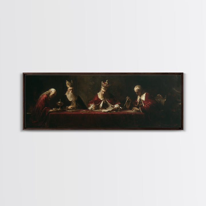 Dark Red Velvet Framed Canvas Print, Baroque Art, Contemporary Art, Living Room Decor, Fine Art, Ornate, 3d Wall Art, BAO-3x1-87