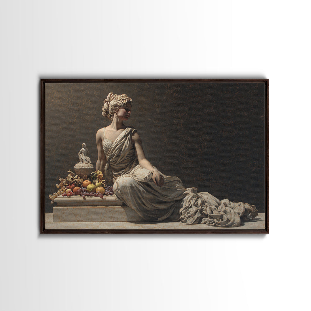 Mythic Goddess Figure Framed Canvas Print, Baroque Art, Textured Painting, Living Room Decor, Fine Art, Ornate, Printable Art, BAO-3x2-18