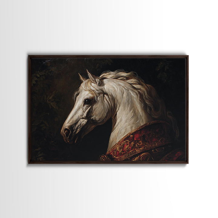 Dramatic Horse Portrait Framed Canvas Print, Baroque Art, Boho Decor, Living Room Decor, Fine Art, Ornate, Printable Wall Art, BAO-3x2-28