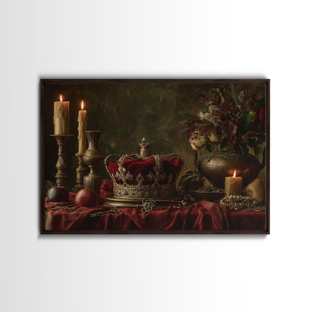 Dark Red Velvet Canvas Print, Baroque Art, Art, Living Room Decor, Fine Art, Ornate, Modern Wall Art, Living Room Wall Art, BAO-3x2-51