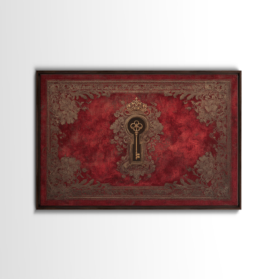 Dark Red Velvet Framed Canvas Print, Baroque Art, Eclectic Wall Art, Living Room Decor, Fine Art, Ornate, Gallery Decor, BAO-3x2-99