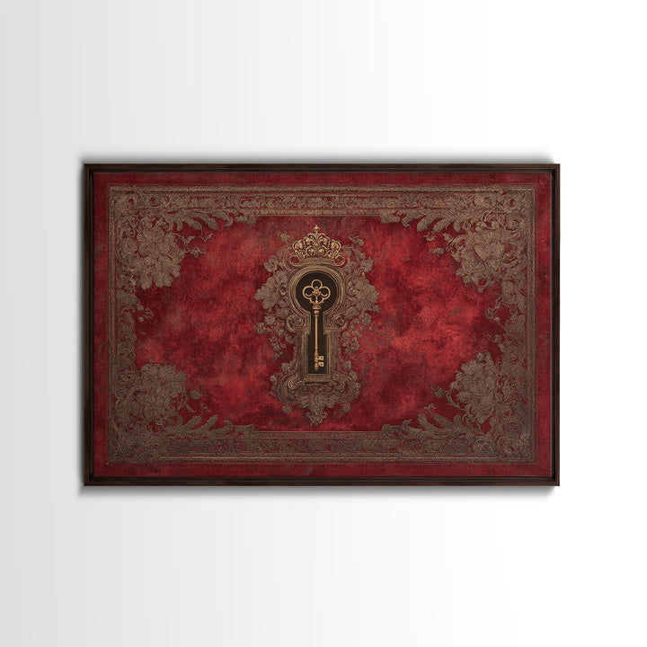 Dark Red Velvet Framed Canvas Print, Baroque Art, Eclectic Wall Art, Living Room Decor, Fine Art, Ornate, Gallery Decor, BAO-3x2-99