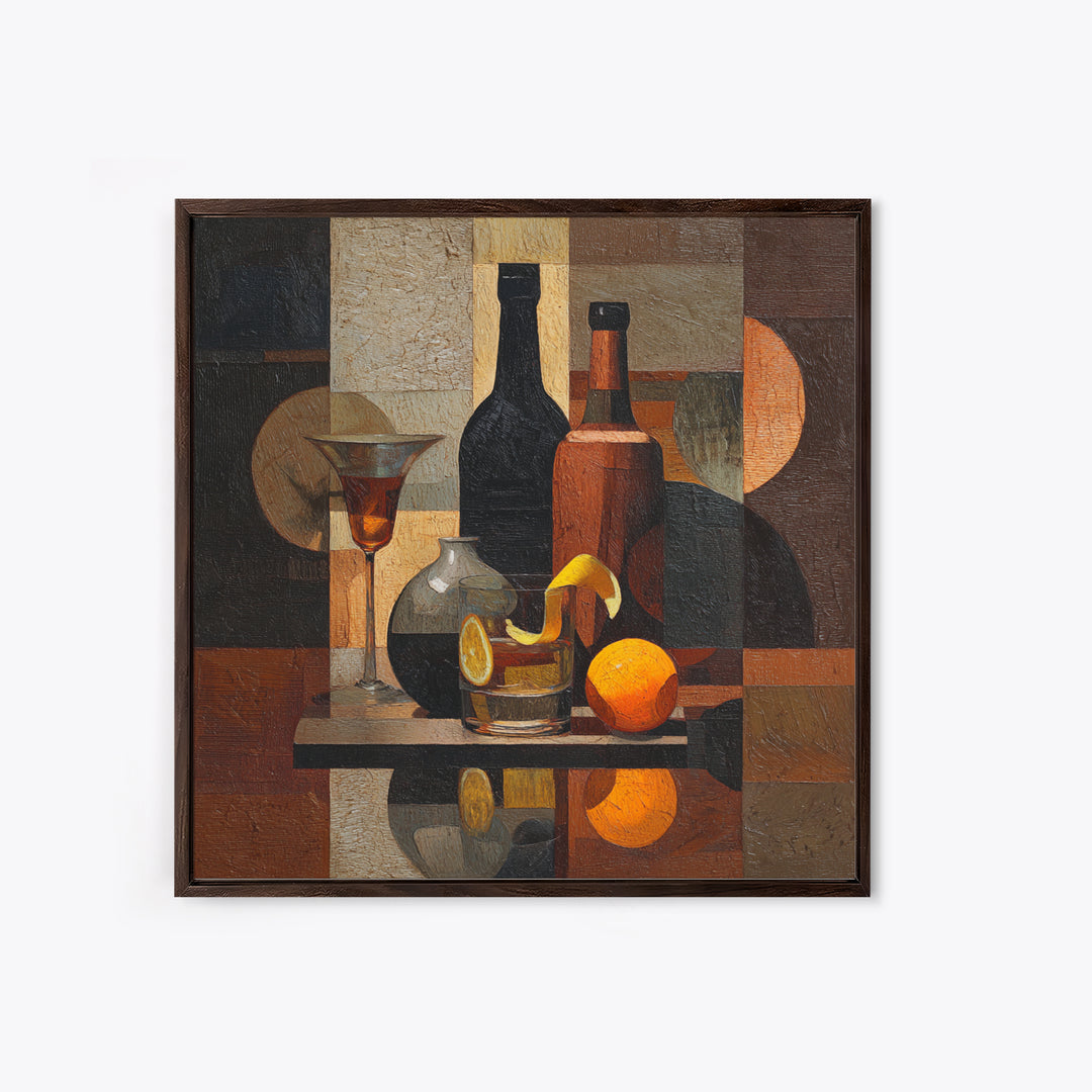 Retro Happy Hour Poster Framed Canvas Print, Bar Art, Digital Print, Bar Decor, Fine Art, Coffee Wall Art, Living Room Art, BAR-1x1-56