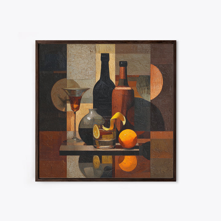 Retro Happy Hour Poster Framed Canvas Print, Bar Art, Digital Print, Bar Decor, Fine Art, Coffee Wall Art, Living Room Art, BAR-1x1-56