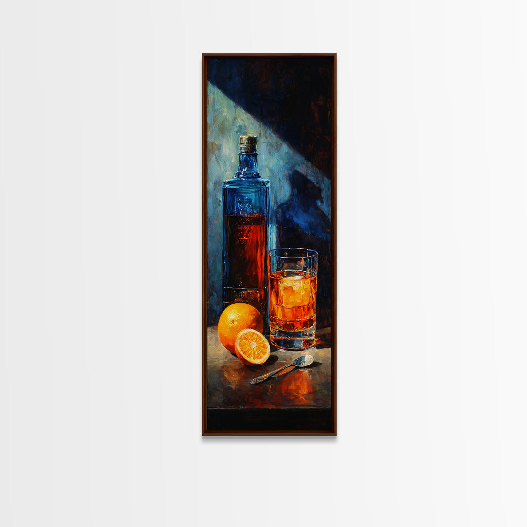 Orange Bitters and Bar Spoon Still Life Canvas Print, Bar Art, Kitchen Wall Decor, Bar Decor, Fine Art, Bar Cart Art, BAR-1x3-33