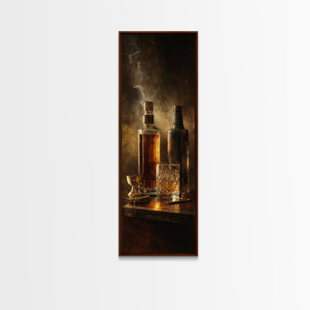 Whiskey Bottle and Cut Crystal Glass Canvas Print, Bar Art, Gallery Decor, Bar Decor, Fine Art, Wall Art, Home Decor, BAR-1x3-38