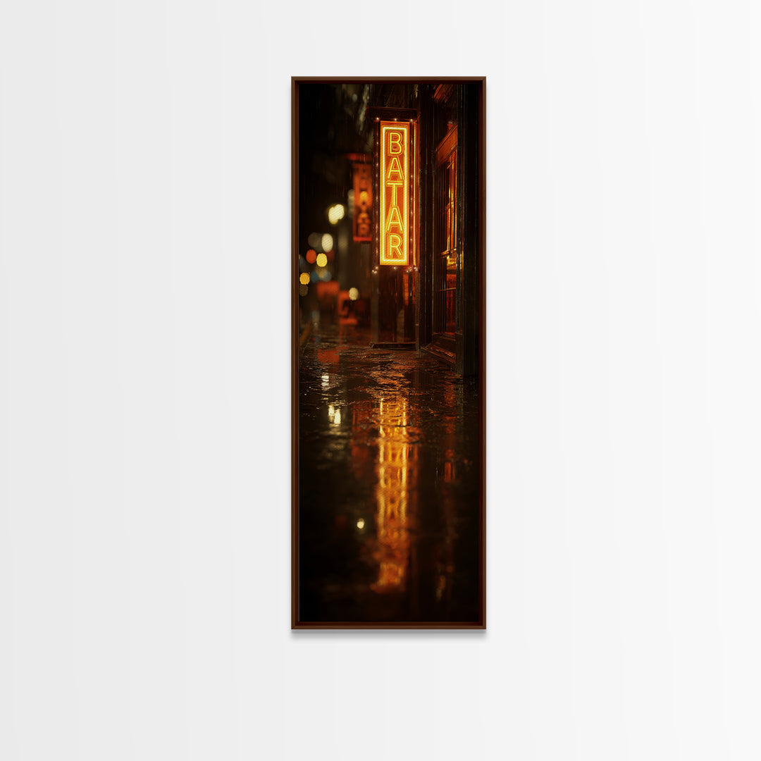 Neon Cocktail Sign Reflected Canvas Print, Bar Art, Living Room Art, Bar Decor, Fine Art, Luxury Decor, Room Decor, BAR-1x3-41