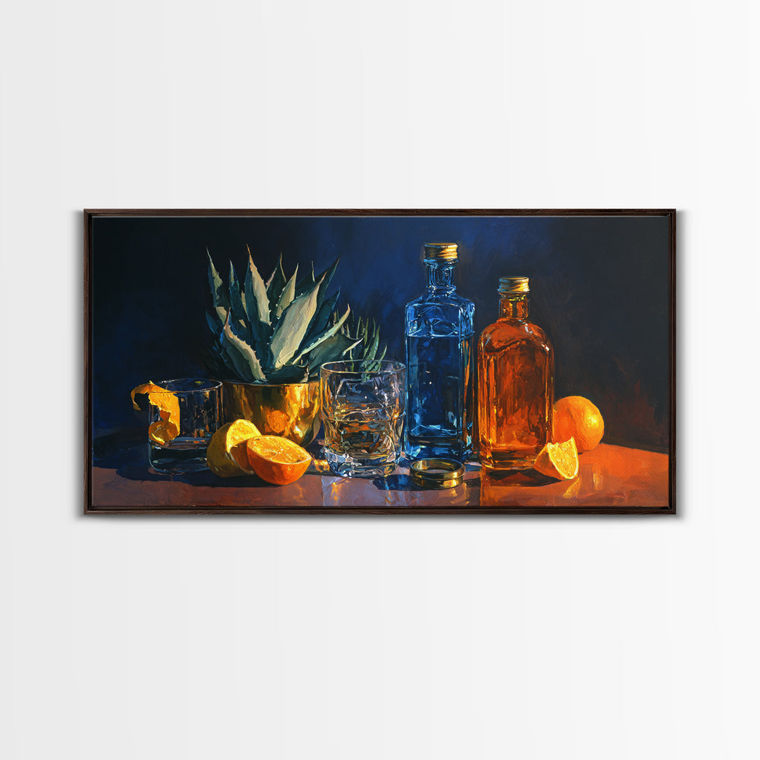 Tequila Agave Plant Study Framed Canvas Print, Bar Art, Luxury Decor, Bar Decor, Fine Art, Canvas Wall Art, Kitchen Decor, BAR-2x1-8
