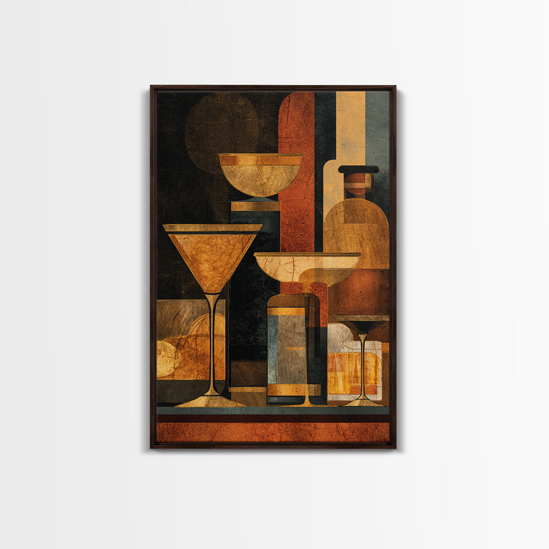 Retro Happy Hour Poster Canvas Print, Bar Art, Gallery Decor, Bar Decor, Fine Art, Wall Art, Home Decor, Wall Decor, BAR-2x3-16