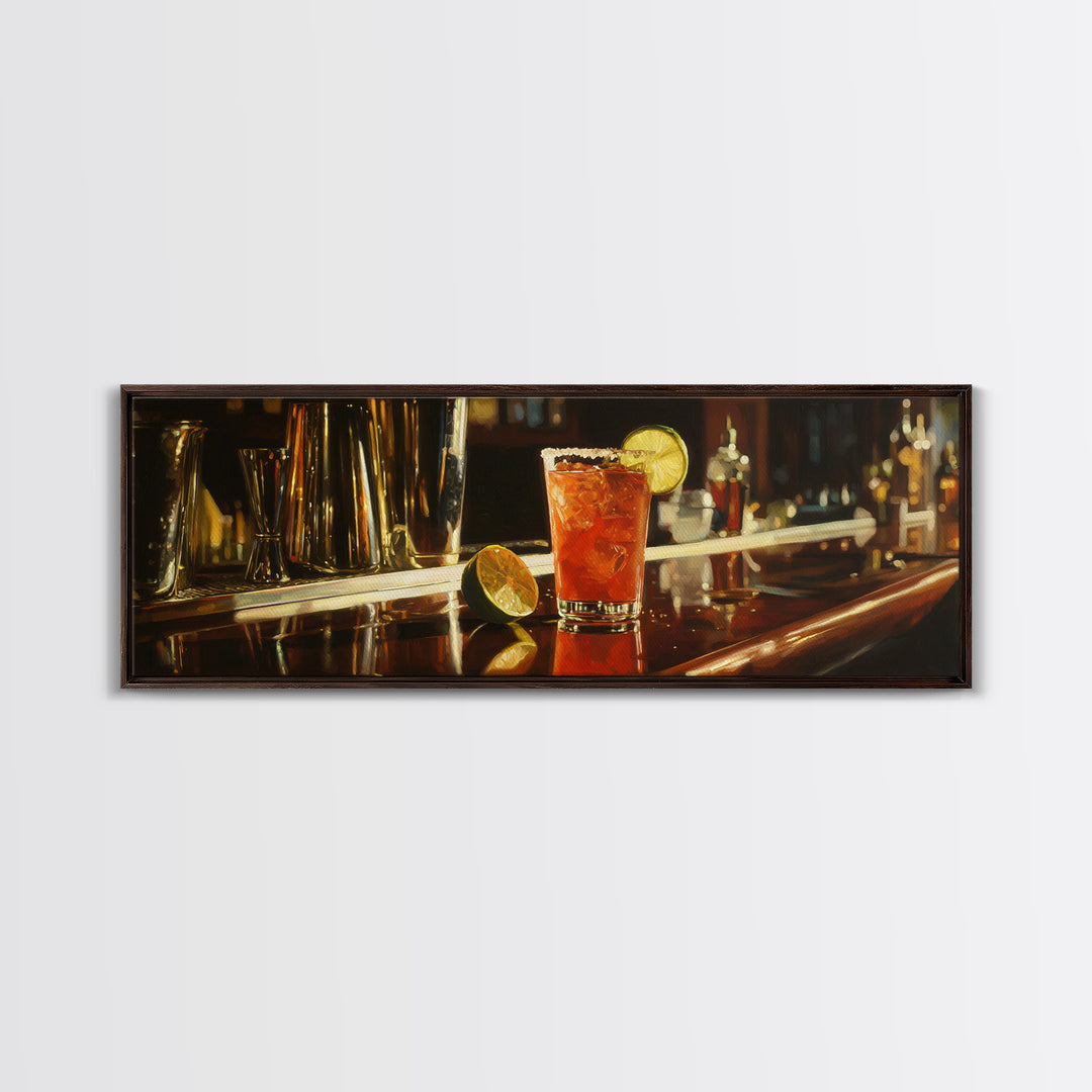 Classic Margarita with Salt Rim and Lime Canvas Print, Bar Art, Bar Sign, Bar Decor, Fine Art, Coffee Bar, Cocktail Wall Art, BAR-3x1-75